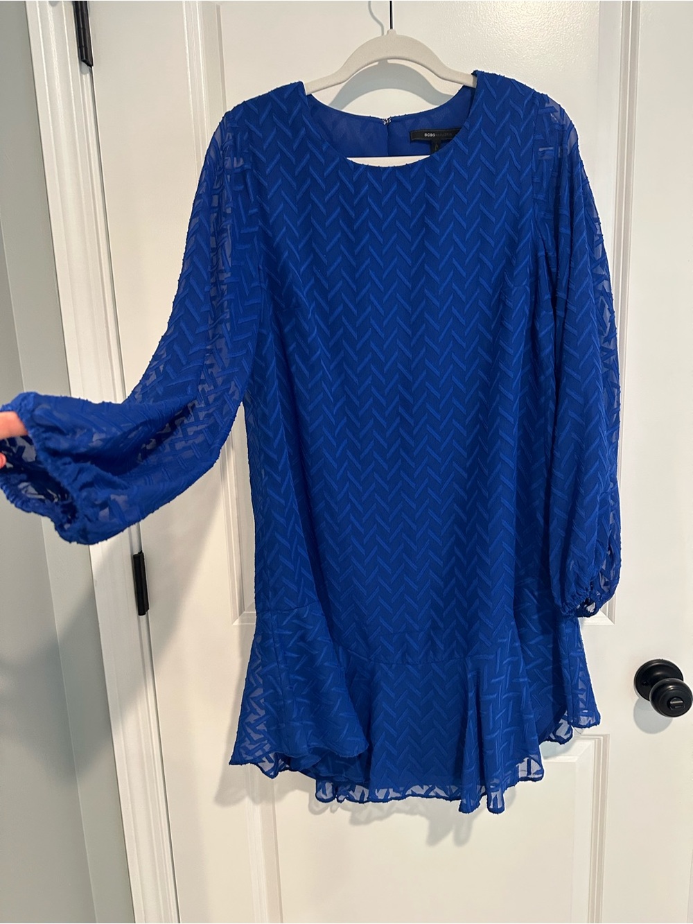 BCBGMaxAzria Cobalt Blue Long-Sleeve Ruffle Dress